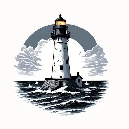 lighthouse guiding tattoo design idea