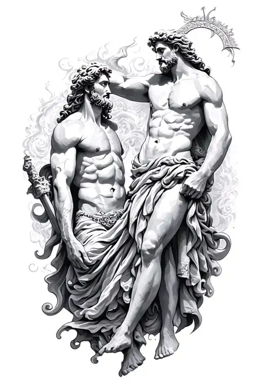 zeus y poseidon tattoo design idea