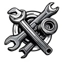 mechanic spanner piston engine intertwined tattoo design idea