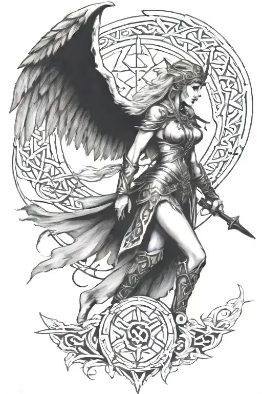 Norse runes and freya  tattoo design idea