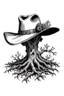 poison tree and cowboy hat tattoo design idea