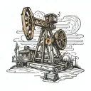 oil pump jack walking beam tattoo design idea