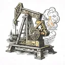 oil pump jack walking beam tattoo design idea