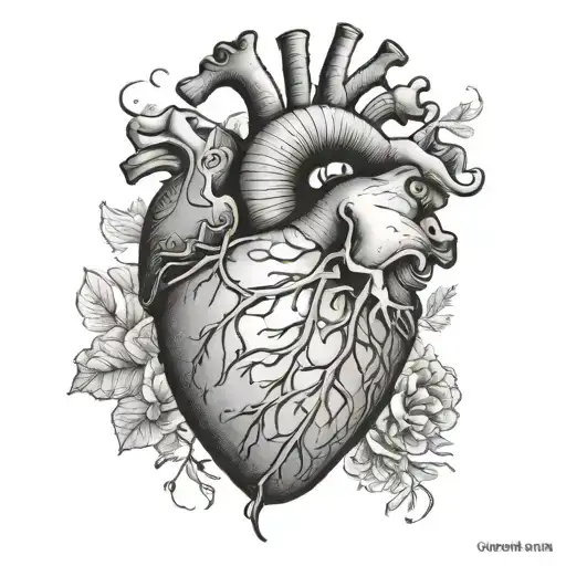 anatomical heart tattoo design idea