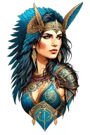 a Christian valkyrie warrior woman tattoo design idea