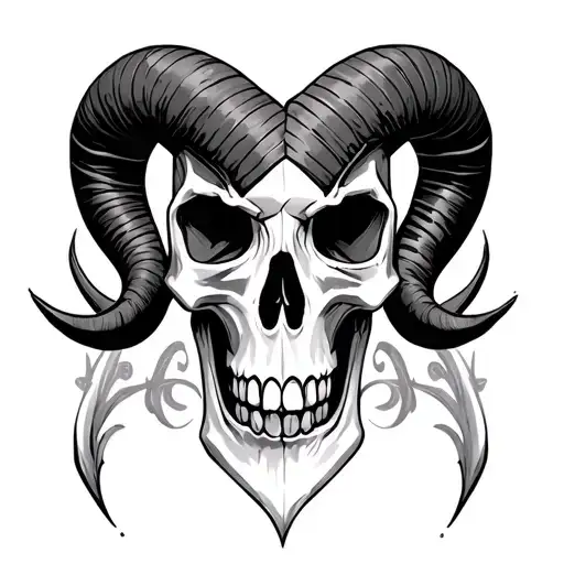 Aries Skull tattoo design idea