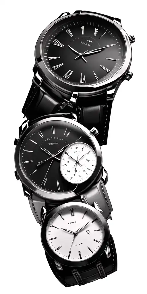 four 3D watches merging together tattoo design idea