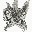 3 angels 1 shooshing 1 closing eyes 1 covering ears tattoo design idea