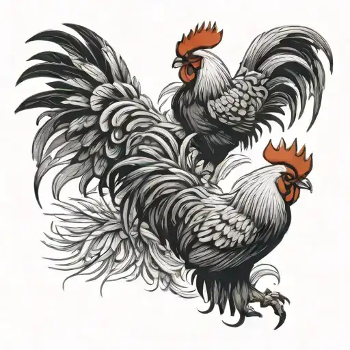 roosters fighting each other tattoo design idea