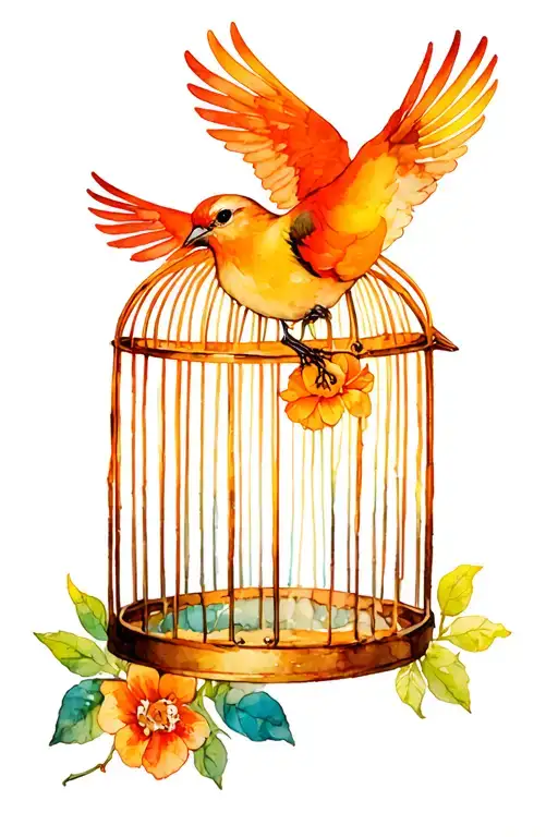 phonix escaping bird cage tattoo tattoo design idea