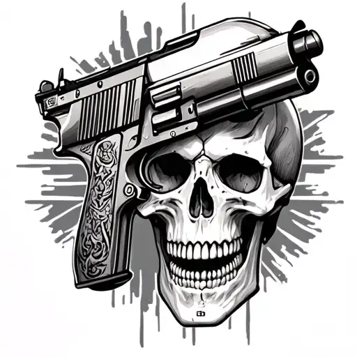 skull and tattoo gun with dead space  tattoo design idea