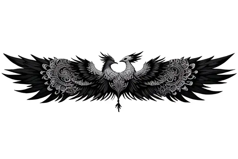 mandala and phoenix tattoo design idea