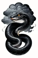snake with clouds and various shades tattoo design idea