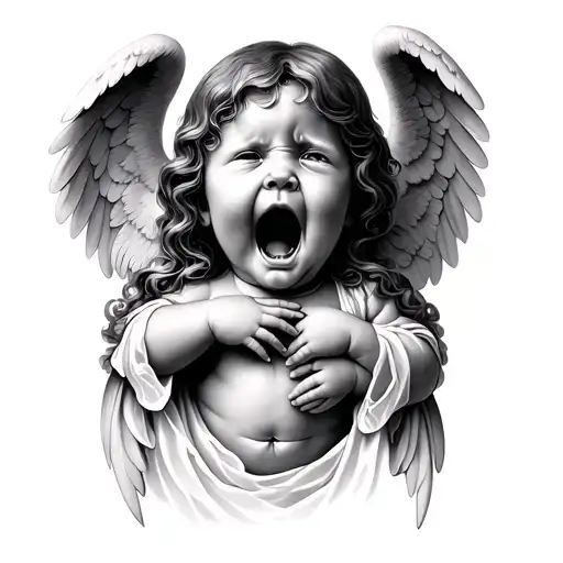 crying angel baby angel tattoo design idea