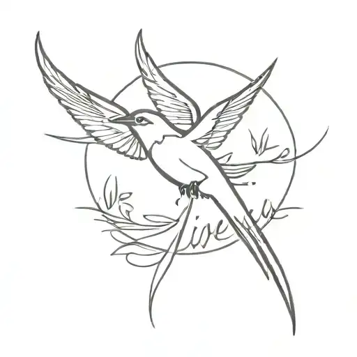 live yours text with Swallow bird flying tattoo design idea