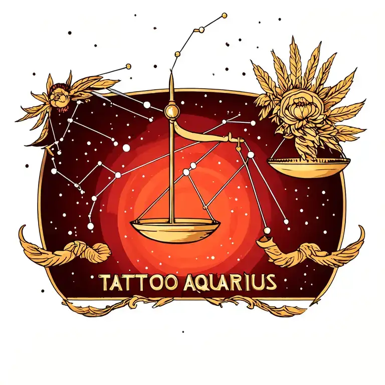 libra zodiac sign combined with Aquarius constellation tattoo design idea