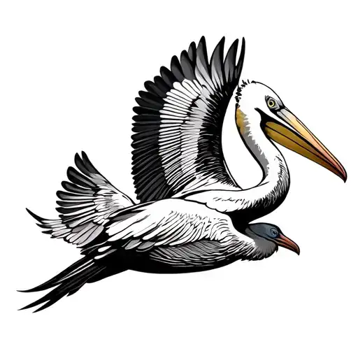 pelican flying outline tattoo inspired tattoo design idea