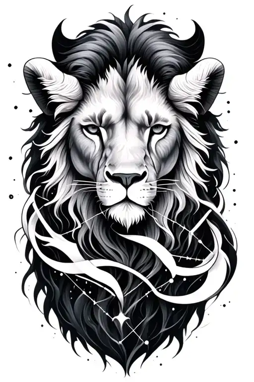 Leo and Aries constellation intertwined tattoo design idea