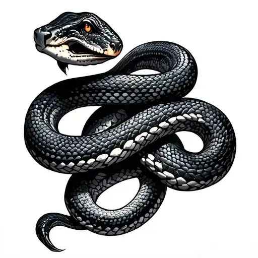 nightshade and snake wrapped tattoo design idea