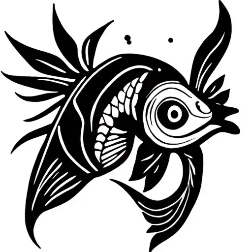symbolic combo of otomi tribe, Mexican,  fish (Pisces), finding my identity  tattoo design idea