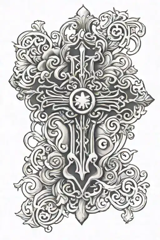 Chrome heart cross tattoo tattoo design idea