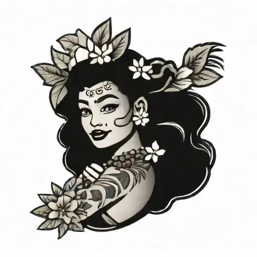 hula dancer tattoo design idea