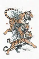 tiger fighting tattoo design idea