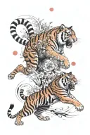 tiger fighting tattoo design idea
