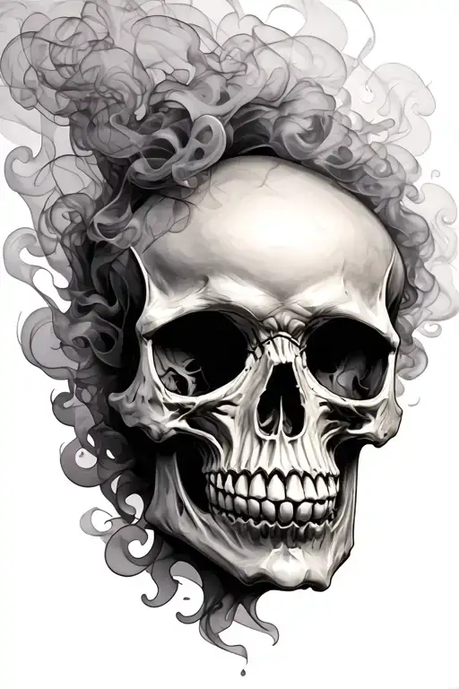 skull made from smoke tattoo design idea