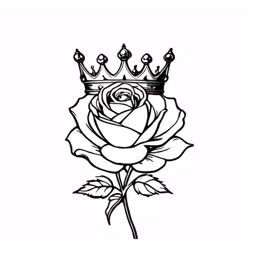 Rose with a king's crown tattoo design idea