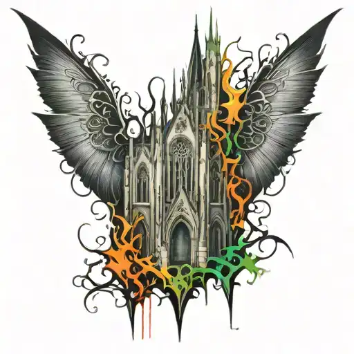 gothic cathedral black and white back tattoo tattoo design idea