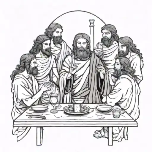 That sounds like a fascinating tattoo concept! Here’s a layout idea for your "Last Supper" with Greek gods:  1. **Center tattoo design idea
