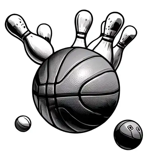 basketball with bowling and billiard cues tattoo design idea