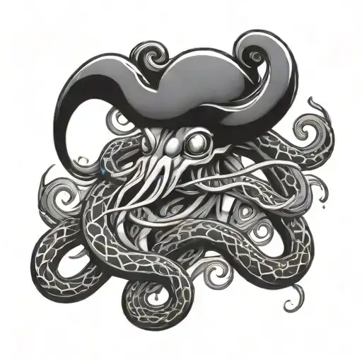 squid and snakes in smoke coming tattoo design idea