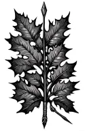 Hazel Tree, oak leaves, Indian arrow tattoo design idea