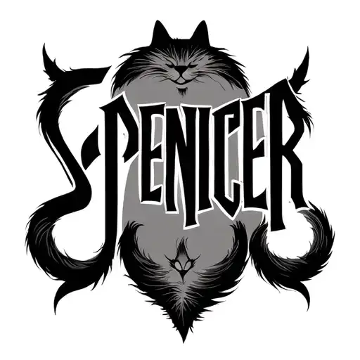 the name Spencer spelled with cats tails tattoo design idea