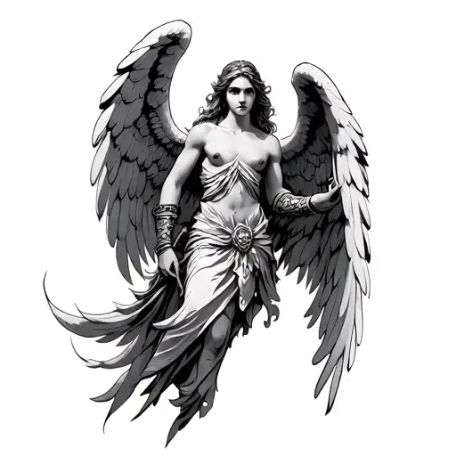 Guardian warrior Angel tattoo design idea