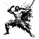 Samson breaking free from chains tattoo design idea
