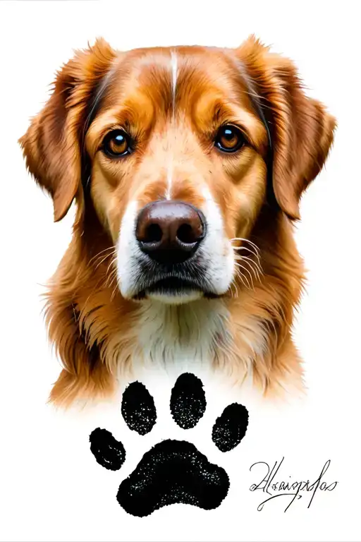 forearm sleeve with a dogs nose print and a dog's paw print tattoo design idea