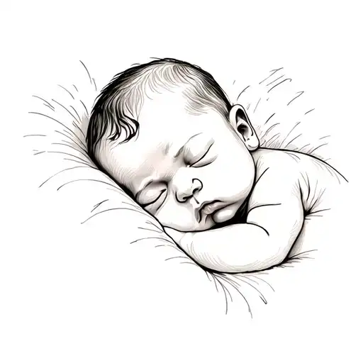 a baby sleeping tattoo design idea