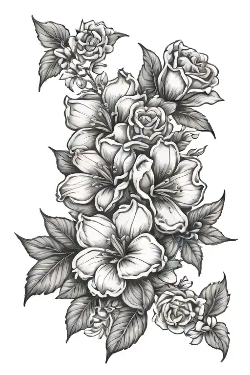 flower memoral for grandma adriana with madagascar flowers tattoo design idea