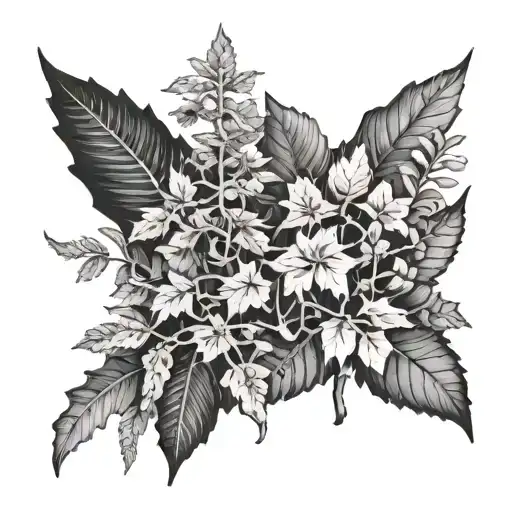 forrest in thin lines black and white and with the number 33 hidden in the leaves or trunks tattoo design idea