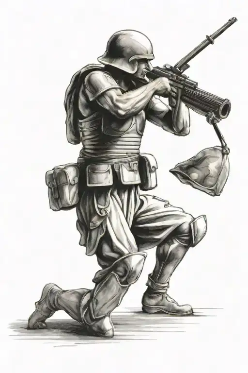 greek soldier kneeling tattoo design idea
