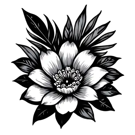 Flower Polynesia tattoo design idea