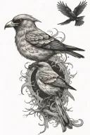 mocking bird and crow tattoo design idea