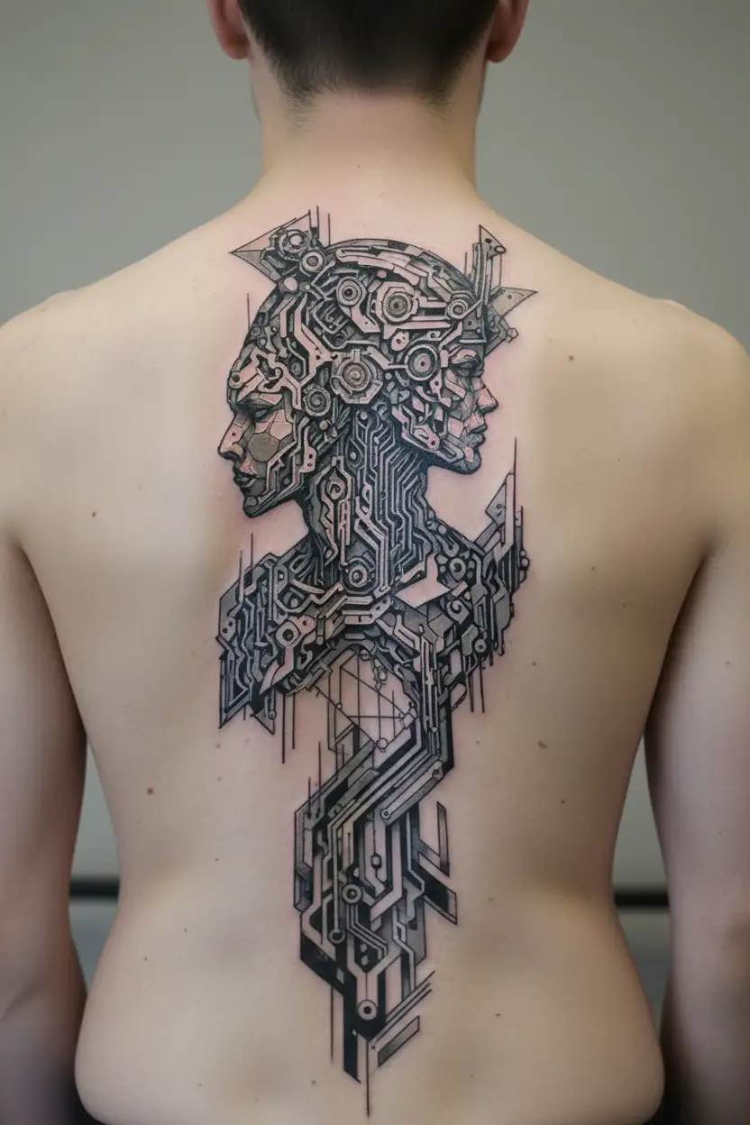 techno cyborg tattoo design idea