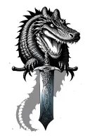 alligator samurai sword tattoo design idea