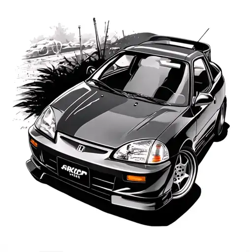 Car Honda Crx del Sol tattoo design idea