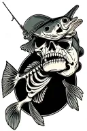 bass fishing skeleton tattoo design idea