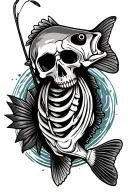 bass fishing skeleton tattoo design idea